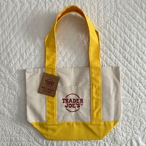 Trader Joe’s Mini Canvas Tote Bag YELLOW - NEW With Tag